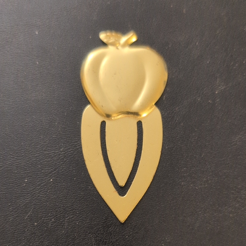 Gold Tone Apple Bookmark